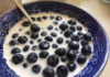 Delicious bowl of Blueberries and Milk