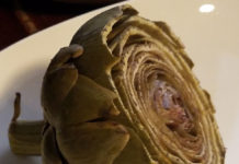 Artichoke Dip artichokes post steam side view