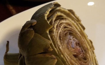 Artichoke Dip artichokes post steam side view