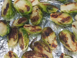 Grilled Brussels Sprouts finished sprouts closeup