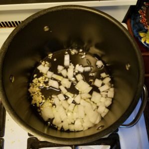simmering garlic and onion